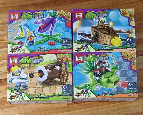 Kit Bloques Para Armar Plantas Versus Zombies X 4 Cajas 348 Plantas Versus Zombies