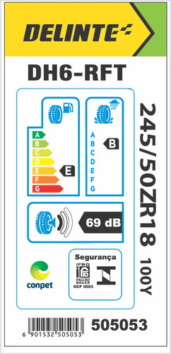 Combo 02 Pneus 245/50 Zrf18 Dh6-run Flat Delinte 100y