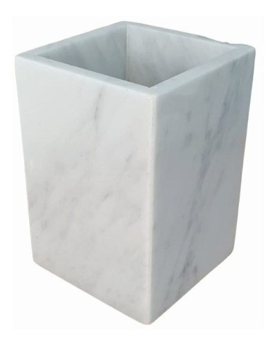 Vaso Porta Cepillo De Dientes Marmol Carrara Premium Mesada