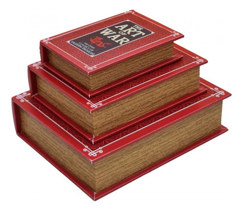 Imagem 4 de 5 de Jogo Caixa Livro Decorativo - 3 Peças Mdf + Pu - G3004