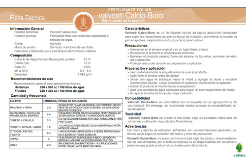 Valvox Calcio Boro 1 Litro Bioestimuante