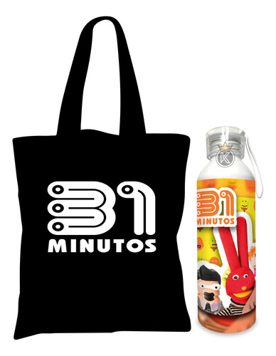 Tote Bag 31 Minutos  N + Botella En Aluminio - Estampaking