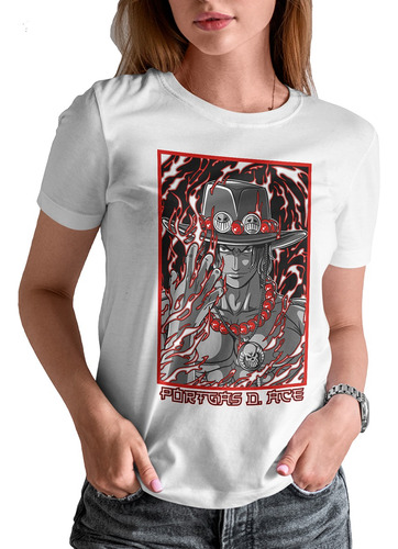 Blusa / Playera Anime One Piece Portgas D. Ace De Mujer #86