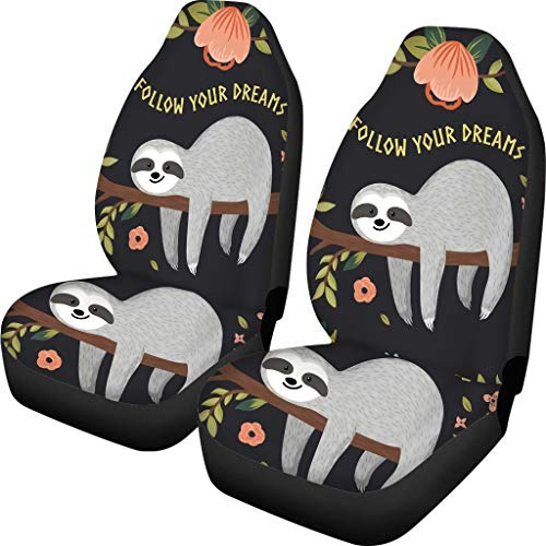 Dogin Thehole 2 Pcs Front Seat Cover Cute Animal Sloth Print