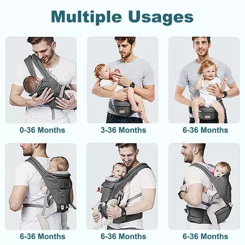  Portabebés para recién nacidos a niños pequeños –  Multifuncional 6 en 1 ergonómico para todas las posiciones portabebés con  asiento de cadera, boca adentro y boca afuera frontal y trasera soporte