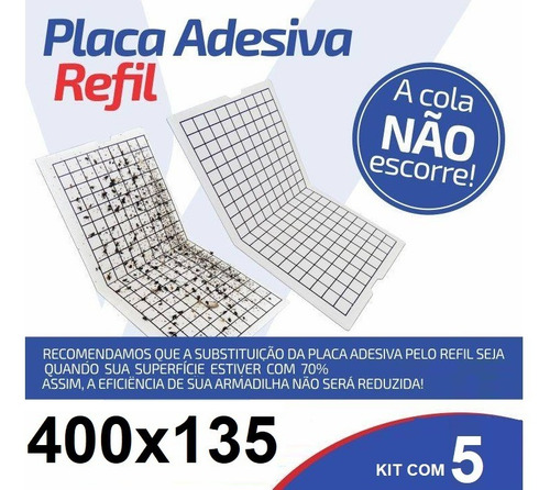 5 Pçs Refil Armadilha Luminosa 400x135mm Pega Mata Mosca