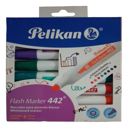 Marcador Para Pizarra Pelikan 442 Flash X 8 Colores Surtidos