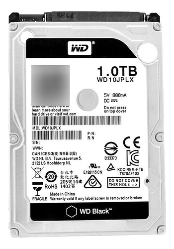 Disco Rígido Wd Caviar Black 1t 2.5 Western Digital Notebook