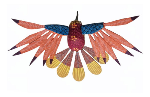 Imagen 2 de 4 de Colibrí Mediano Multicolor De Madera Tallada. Aripo