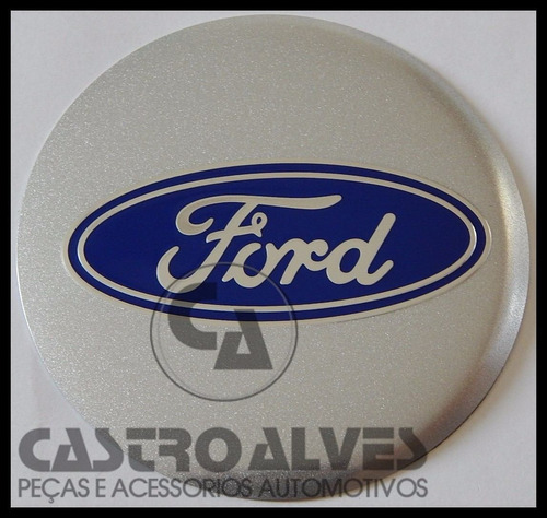 Emblema Adesivo Calota Tampa Roda Ford Prata 117mm -1 Pç