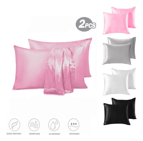 Fundas De Almohada Estándar Seda Pura Suaves 2pack