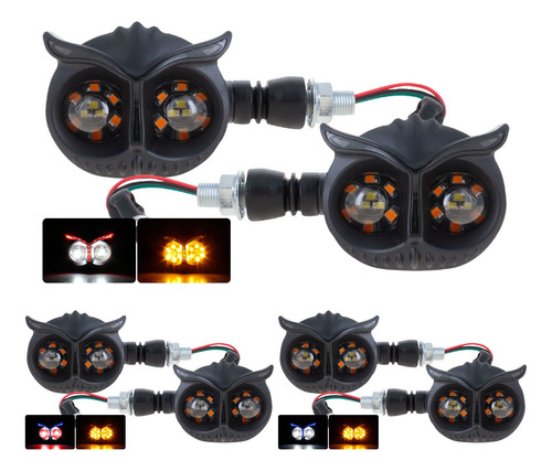 Par Direccionales Moto Tipo Buho Led Tricolor Funciones F1