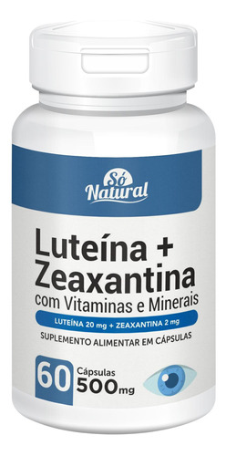 Luteína Zeaxantina Vitaminas Minerais 500 Mg 60 Cápsulas