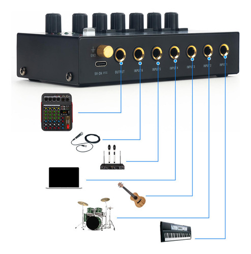 Mezclador De Audio De 6 Canales Consola De Mezcla De Sonido