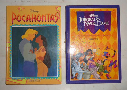 2 Libros Disney: Pocahontas - El Jorobado Ediciones B (Usado)