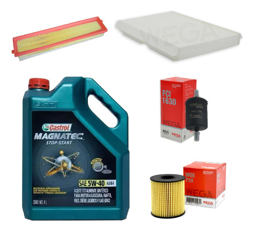 Kit 4 Filtros + 4l Aceite Castrol 5w40 C4 1.6l / 307 1.6