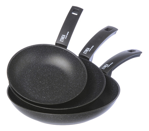 Juego De Sartenes 20 24 Y 28 Cm Etnea, Moneta Color Negro