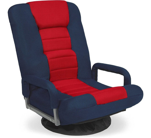 Sillon Gamer Giratorio Para Piso  - Azul Oscuro Rojo