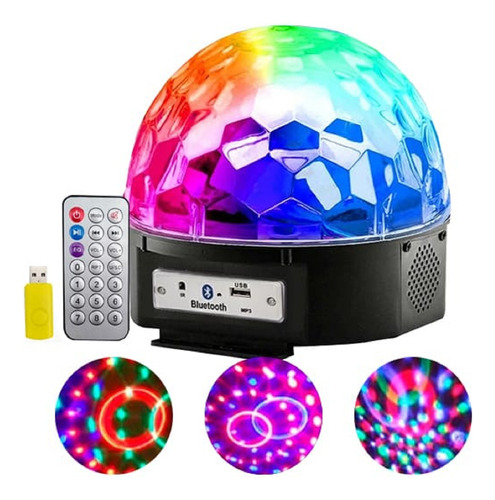 Media Esfera Bola Audiorítmica Luces Parlante Usb Pendriv Lv