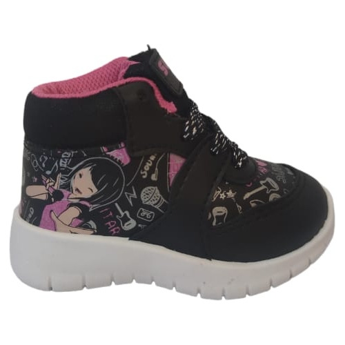 Zapatilla Talle 21 Urbana Nena Negro Fucsia Acordonada