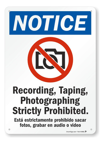 Grabacion Fotografia Estrictamente Prohibida Letrero 10 X