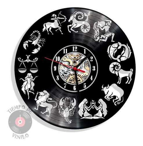 Reloj De Pared Elaborado En Disco Lp  Ref. Zodiaco