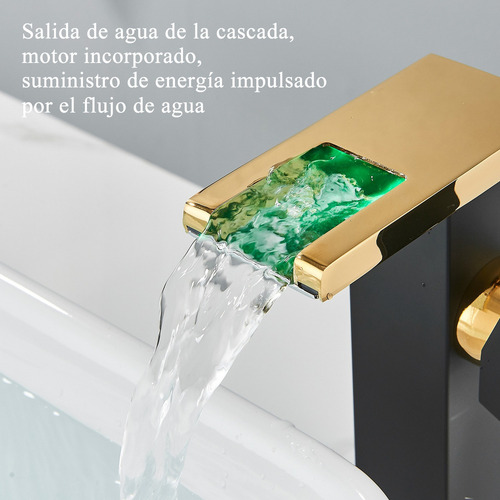 Grifo Led En Forma De Cascada Para Lavabo, Grifo De Lavabo Acabado Mate Color Dorado