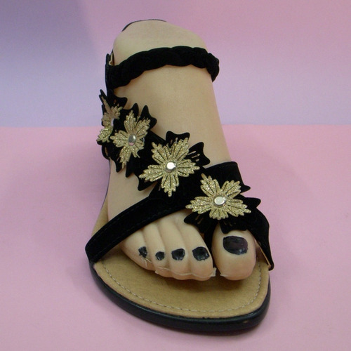 Imagen 4 de 6 de Huarache Sandalia Flores Diagonal Suave Artesanal Dedo