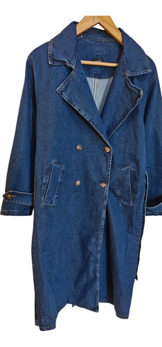 Saco -trench Tapado Largo Jean Azul L - X L