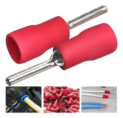 Kit 200un Terminal Pré-isolado Pino 0,5mm A 1,5mm - Vermelho