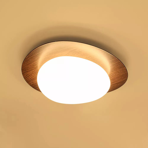 Plafon De Sobrepor Led 3000k 30cm Madeira E Acrilico