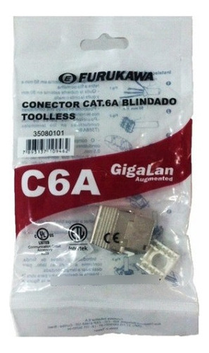 Kit 10 Conectores Fêmea Cat.6a Blindado Toolless 35080101