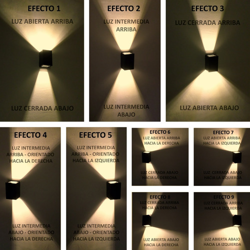 Imagen 4 de 10 de Aplique Pared Exterior Luz Transformable 9 Efectos Led 12w