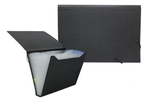 Carpeta Clasificador Fuelle A4 12 Divisiones C/elastico Lama Negro