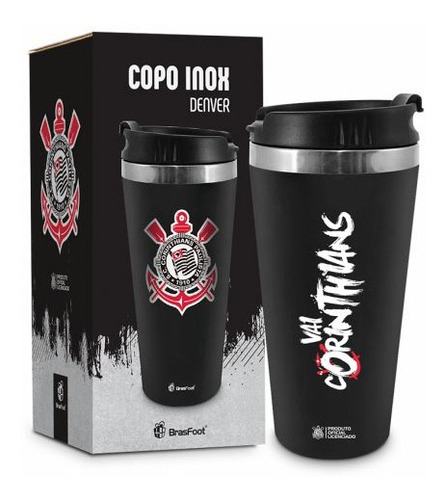 Imagem 1 de 1 de Copo Térmico Emborrachado 450ml Time Corinthians