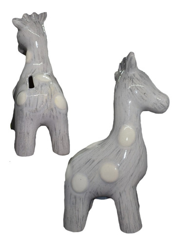 Hermosa Figura Decorativa Ceramica Jirafa Gris