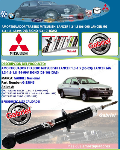 Amortiguador Trasero Lancer 1.3-1.5 Mg 1.3-1.6-1.8 Signo