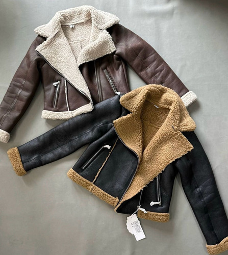 Campera Gamulán Ecocuero Gamuzado Con Corderito Importado