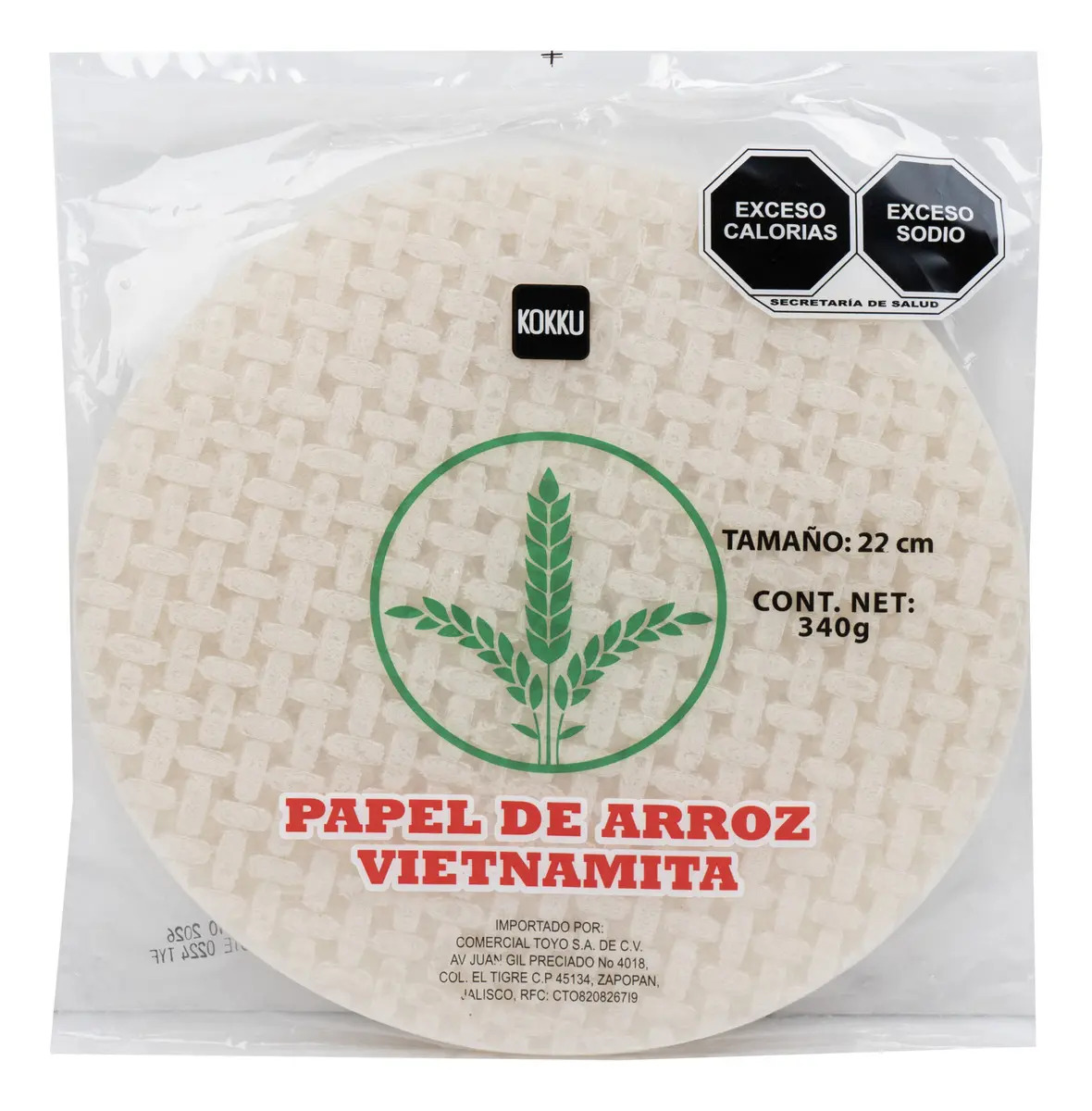 Papel De Arroz Redondo De 22 Cm, Kokku 340 G