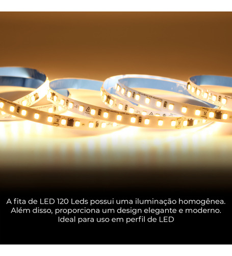 Fita Led Direta 120leds/m Rolo 10m Não Usa Fonte Luz Branco-quente Tensão De Operação