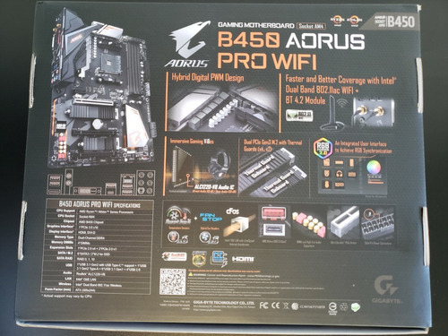 Placa Mãe Gigabyte B450 Aorus Pro Wifi Amd Am4 Ddr4 Ryzen Cor Preto