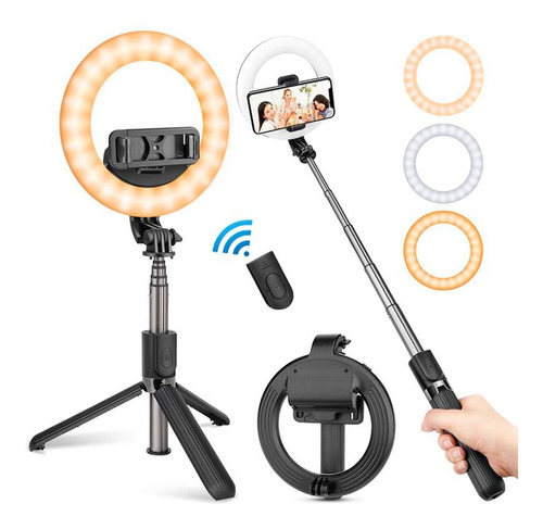 Selfie Stick  Tripode Ditron Con Aro Luz 16 Cm Portatil  