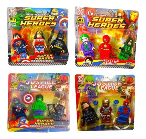 3 Bonecos Legos De Super Heróis Articulado 1