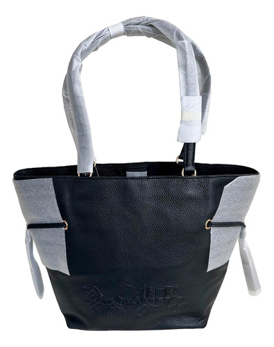 Bolso Piel Negro Coach Original Tote Con Caballo Y Carruaje