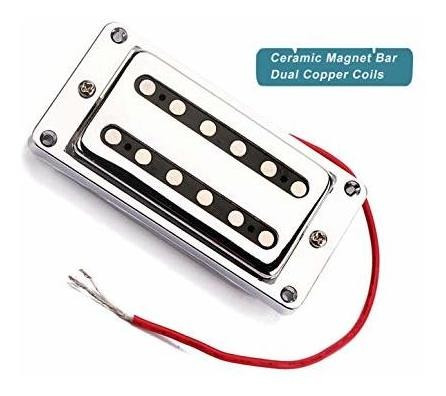 Double Coil Pups for 6 String Les Paul Electric Guitar Replacements High Output Ceramic Pick-ups LAMSAM Sealed Humbucker Pickups Chrome-Plated Neck & Bridge 2PCS/Set with Mounting Screws 