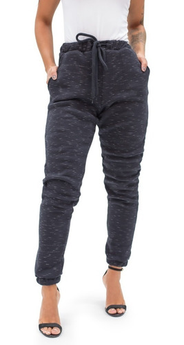 Calça Jogger Feminina De Moletom Lisa Slim Com Elástico