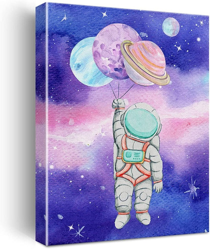 Cuadro Decorativo Astronauta Globos Habitacion Niños Arte