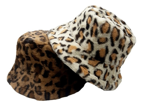 Piluso Gorro De Piel En Animal Print Invierno Mujer