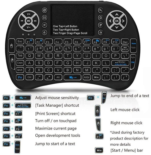 Mini Teclado Air Mouse Para Smart Luz Colores