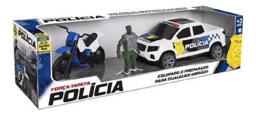 Força Tarefa Policia Pick-up, Moto E Boneco 0043 Samba Toys